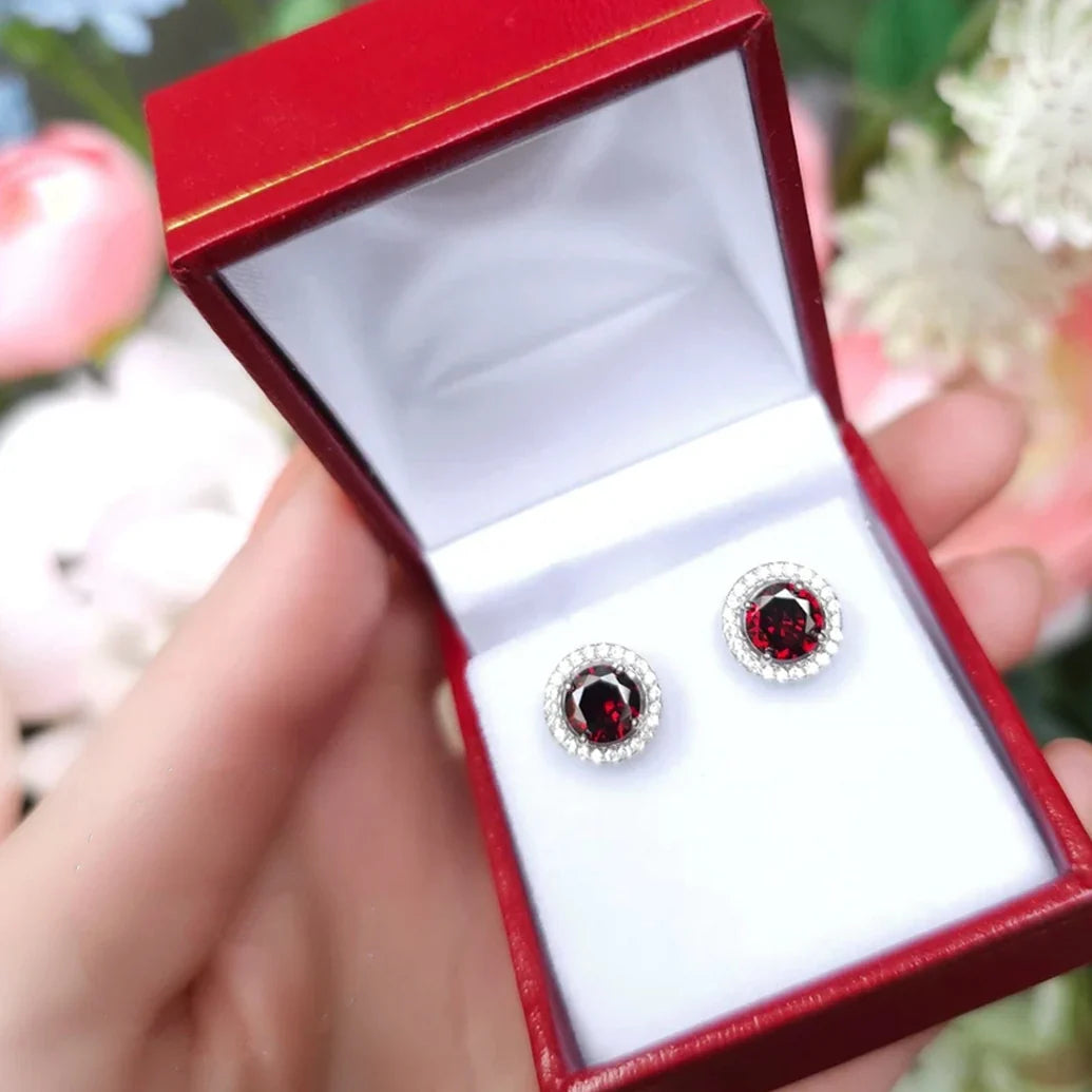 Crimson Halo Stud Earrings