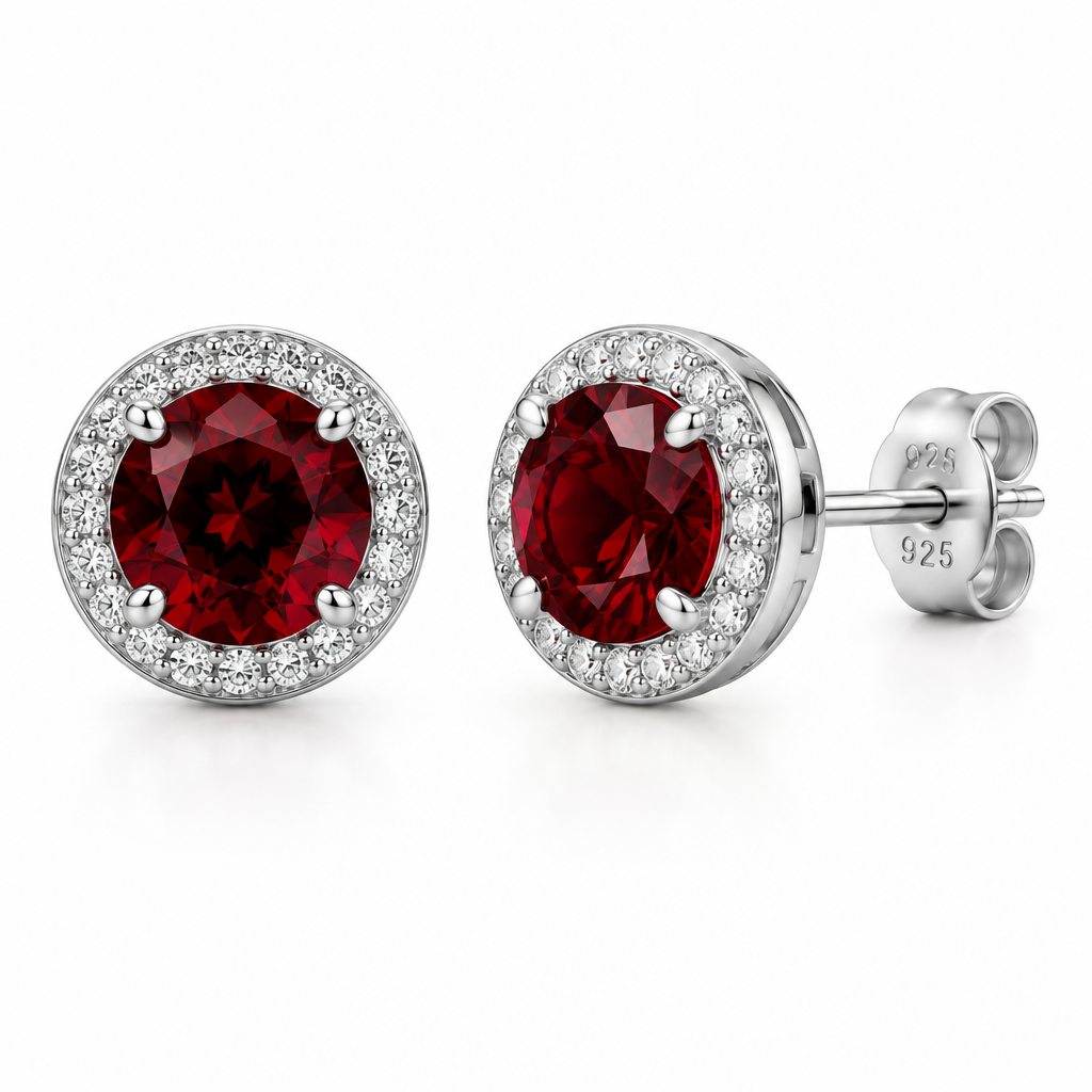 Crimson Halo Stud Earrings