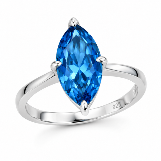 Azure Marquise Elegance Ring in 925 sterling silver with azure blue stone
