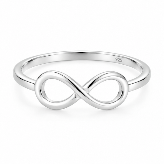 Infinite Love Silver Ring in 925 sterling silver infinity loop design