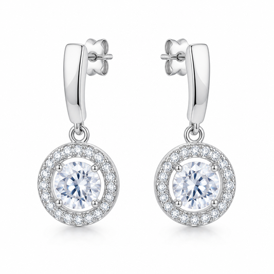 Modern Halo Silver Earrings