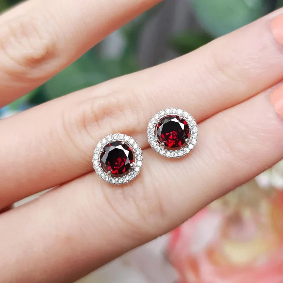 Crimson Halo Stud Earrings