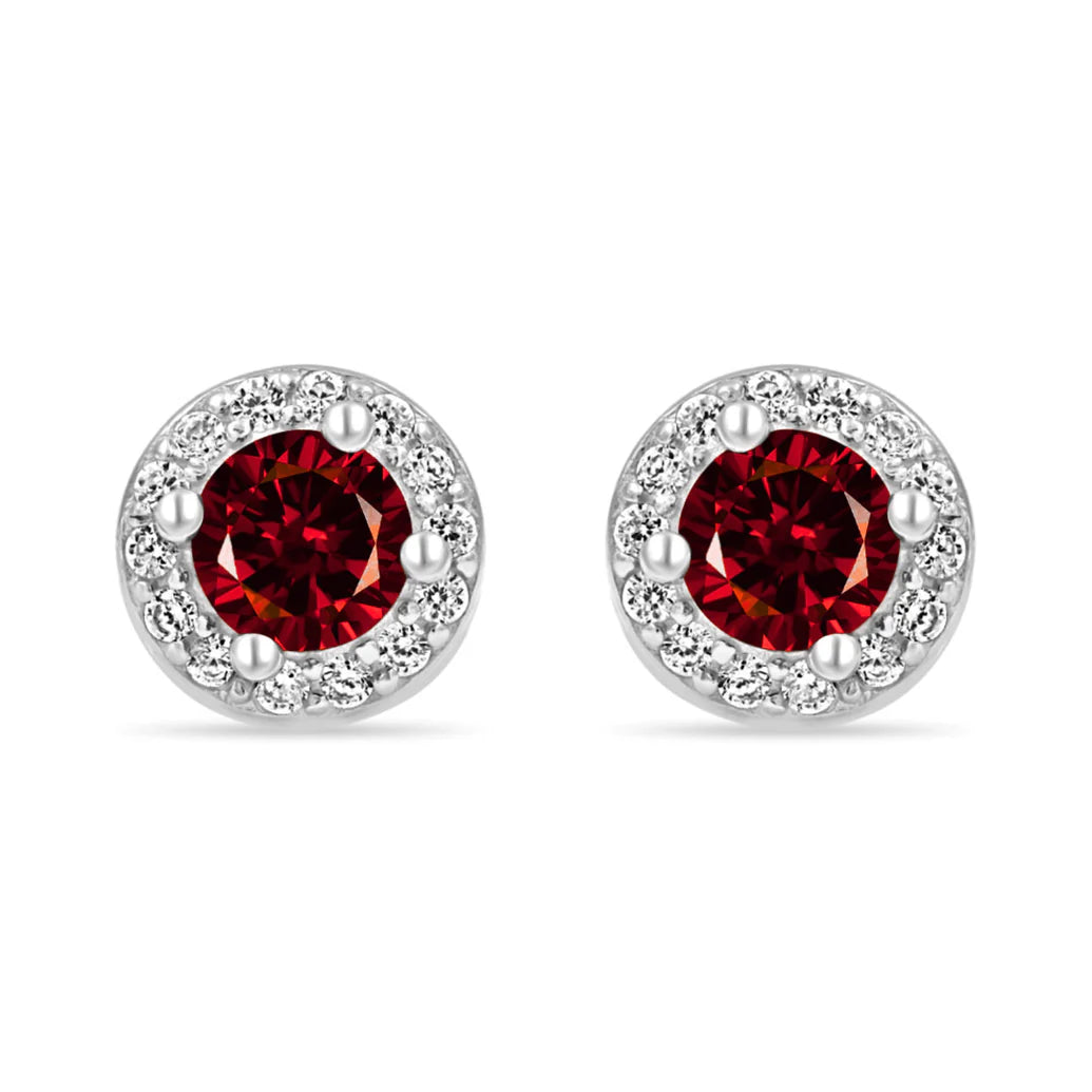 Crimson Halo Stud Earrings
